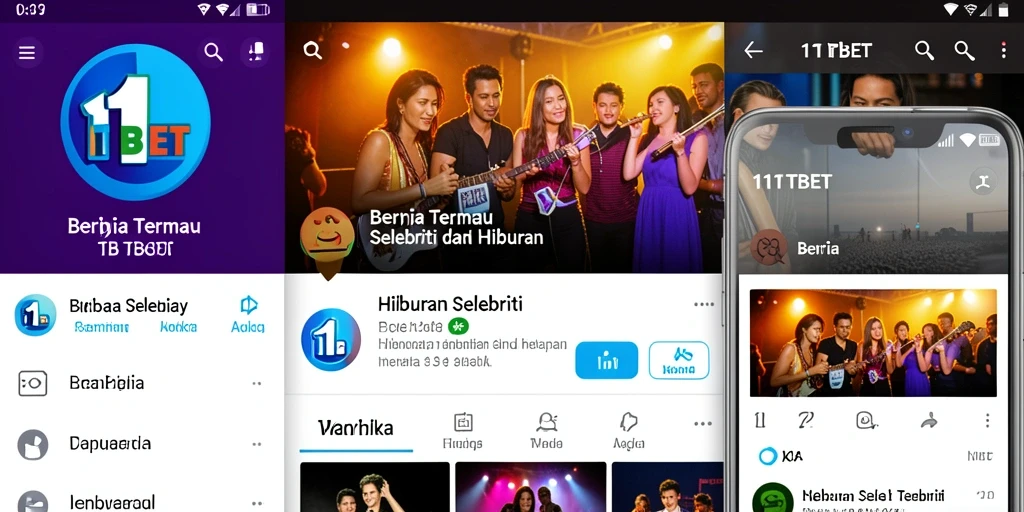 Tampilan antarmuka aplikasi 11TBET dengan berita hiburan terkini.
