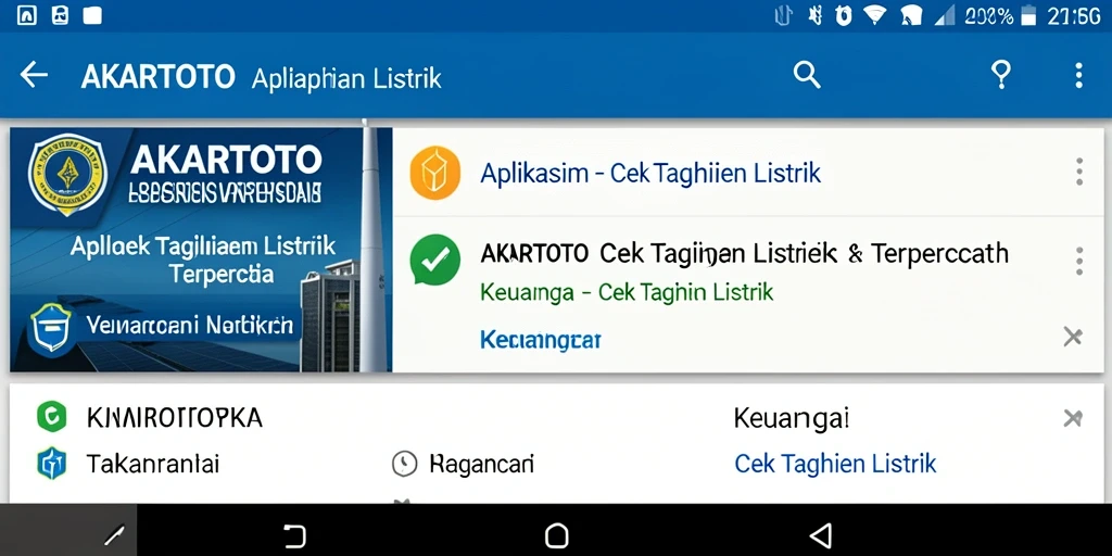 Screenshot AKARTOTO menampilkan antarmuka cek tagihan listrik yang mudah digunakan.