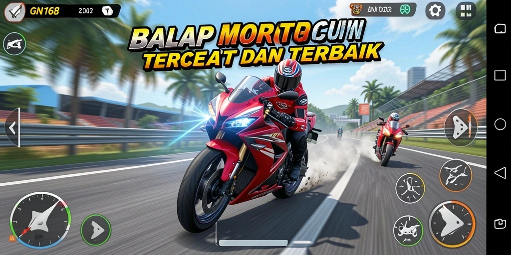 Menampilkan grafis menakjubkan dari balap motor di GN168.