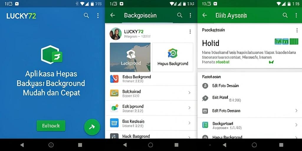 Antarmuka LUCKY72 yang sederhana saat menghapus background.