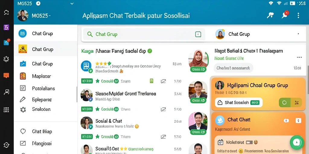 Antarmuka utama aplikasi MG525 yang intuitif dan menarik untuk Chat Grup.