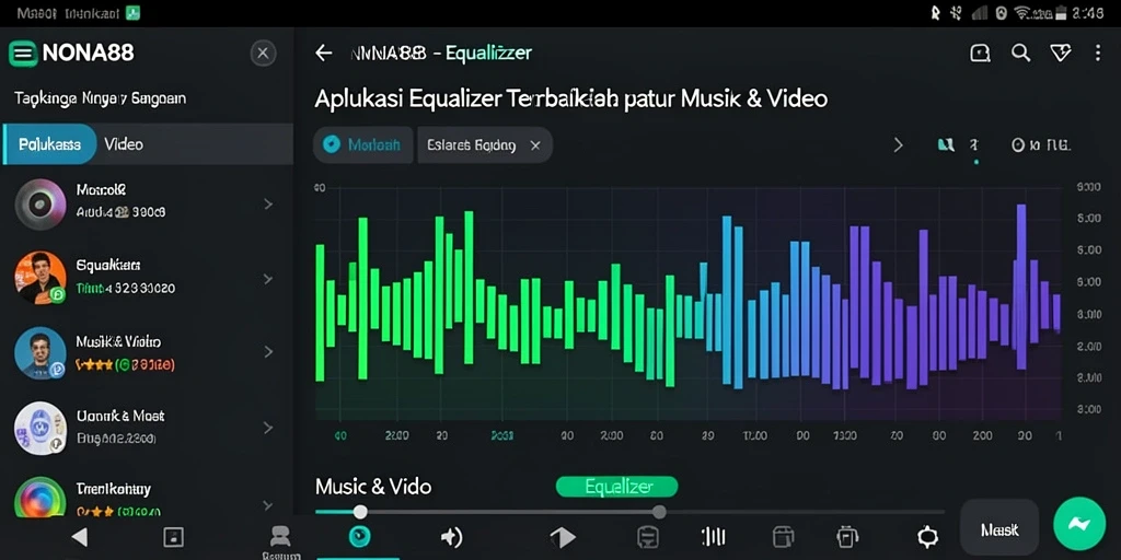 Tampilan aplikasi NONA88 dengan fitur Equalizer yang menarik dan intuitif.