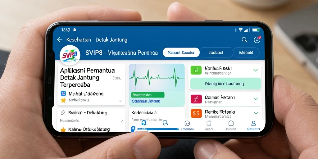 Tampilan antarmuka SVIP8 dengan fitur pemantauan detak jantung.
