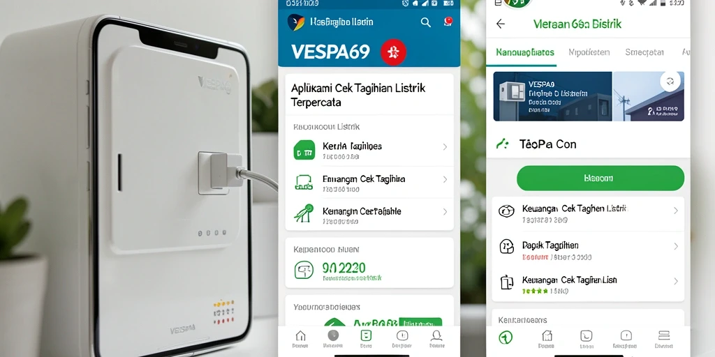 Antarmuka pengguna VESPA69 untuk cek tagihan listrik yang mudah dipahami.